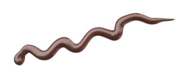 Beyaza izole edilmiş lezzetli eritilmiş çikolata örneği.