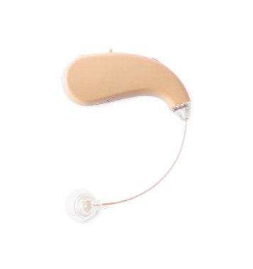 İşitme yardımı beyaz, üst görünümde izole