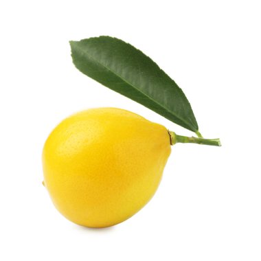 taze limon ile üzerine beyaz izole yaprak yeşil