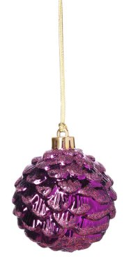 Beyaz arka planda asılı koni şeklinde Noel topu