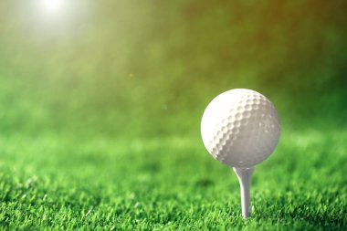 Golf topu çimlerin üzerinde t ile, metin için boşluk