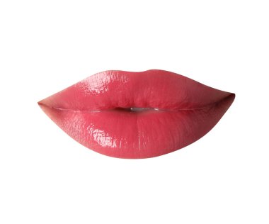 Beyaz rujla izole edilmiş güzel pembe dudaklar.