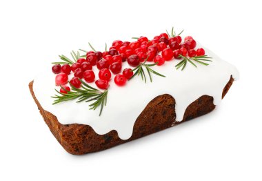 Kırmızı üzümlü ve biberiyeli lezzetli bir Noel pastası.