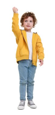 beyaz zemin üzerinde şirin küçük çocuk portresi