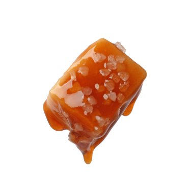 Beyaz üzerine tuz ve karamel soslu lezzetli şekerler.