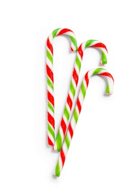 Beyaz manzaralı, tatlı baston şekerler. Noel hediyesi