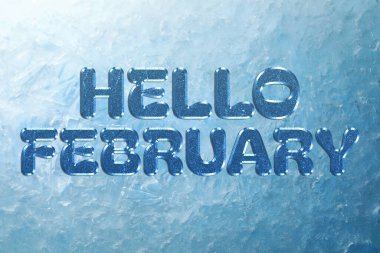 Merhaba Şubat kış saati kartı ve soğuk pencereli