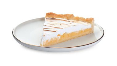 Lezzetli limonlu kremalı tart. Beyaza izole edilmiş.