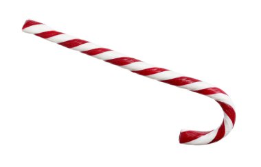 Beyaza izole edilmiş lezzetli bir baston şeker. Noel hediyesi