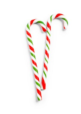 Beyaz manzaralı, tatlı baston şekerler. Noel hediyesi