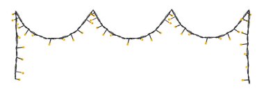 Yılbaşı ışıkları beyaza izole edilmiş. Yeni yıl ve diğer tatiller için şenlik dekorasyonu