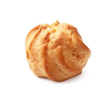 Beyaza izole edilmiş taze profiterol. Tatlı nefis.