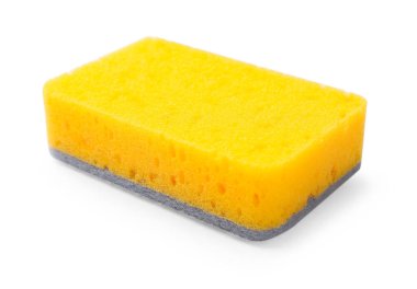 Temiz bir mutfak süngeri beyazda izole edilmiş.