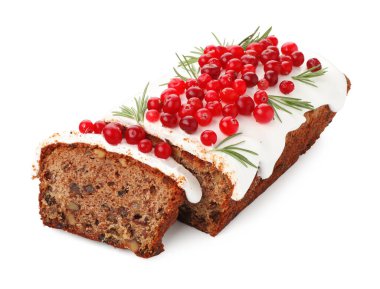 Kremalı, kızılcıklı ve biberiyeli lezzetli bir Noel pastası.