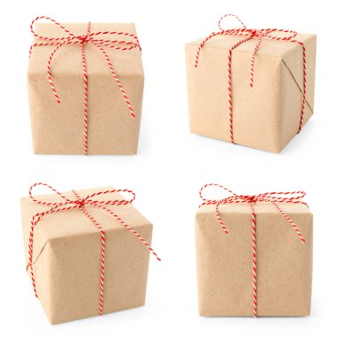 Beyaz fiyonklu hediye kutusu, kolaj.