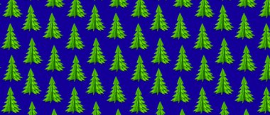 Noel ağacı desenli tasarım. Mavi arkaplanda tekrarlanan origami