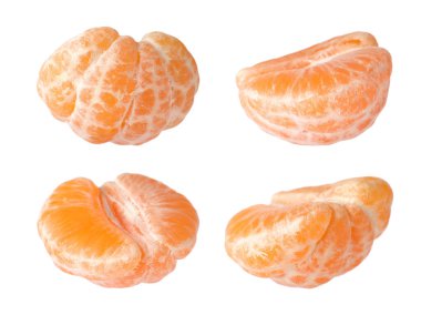 Taze mandalinalar beyaz üzerine izole edilmiş, set. Citrus meyvesi.