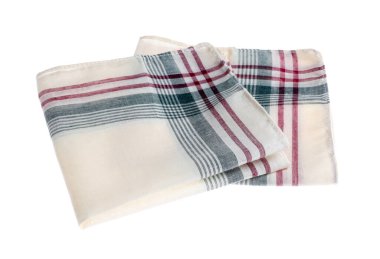 Beyaz üzerine izole edilmiş katlanmış mendiller. Şık aksesuar