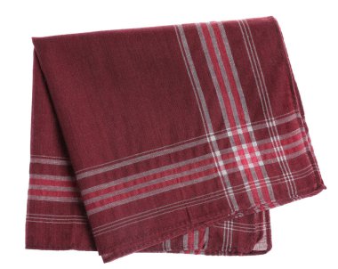 Bir katlanmış mendil beyaza izole edilmiş, üst manzara. Şık aksesuar