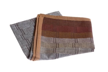 Bir katlanmış mendil beyaza izole edilmiş. Şık aksesuar