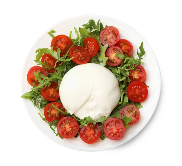 Arugula ve domatesli nefis burata peyniri.