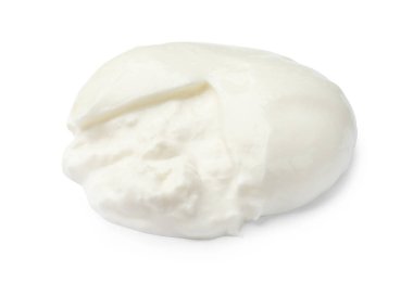 Beyaza izole edilmiş lezzetli burata peyniri. İtalyan mutfağı