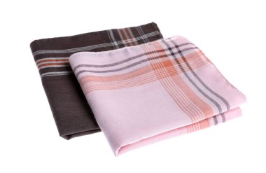 Beyaza izole edilmiş farklı mendiller. Şık aksesuar