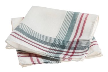 Beyaz üzerine izole edilmiş katlanmış mendiller. Şık aksesuar