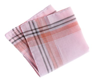 Bir katlanmış mendil beyaza izole edilmiş, üst manzara. Şık aksesuar