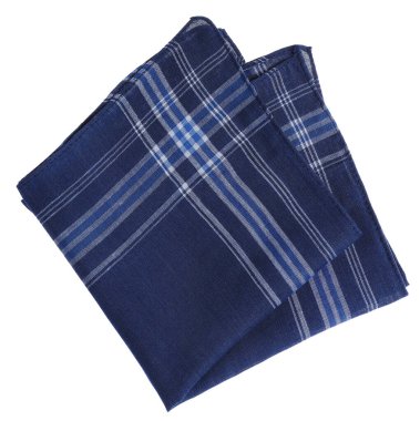 Bir katlanmış mendil beyaza izole edilmiş, üst manzara. Şık aksesuar