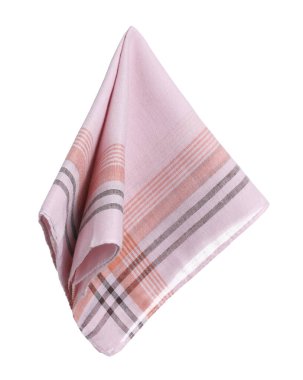 Bir pembe kareli kumaş mendil beyaza izole edilmiş.