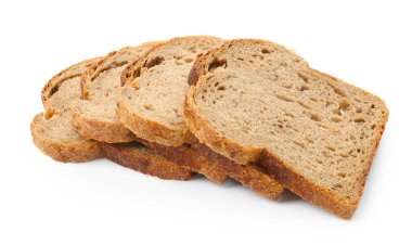 Beyaz üzerine izole edilmiş kızarmış ekmek dilimleri.