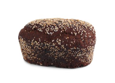 Lezzetli taze çavdar ekmeği ve beyaz üzerine susam tohumu.