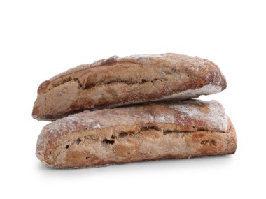 Beyazda izole edilmiş lezzetli ciabatalar. Taze ekmek.