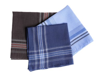 Beyaz, üst görünümde izole edilmiş farklı stil mendiller.