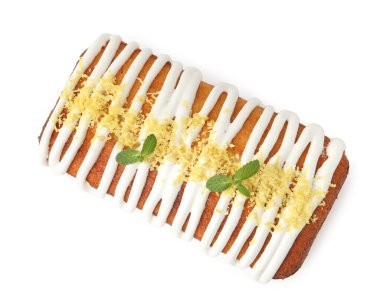 Lezzetli limonlu pasta krema, tat ve nane ile süslenmiş beyaz, üst manzara