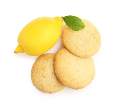 Lezzetli limonlu kurabiyeler ve beyaz manzaralı meyveler.