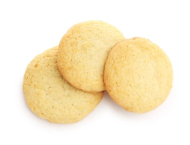 Birçok lezzetli limonlu kurabiye beyaz, üst görünümde izole