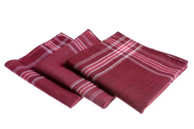 Beyaz üzerine izole edilmiş katlanmış mendiller. Şık aksesuar