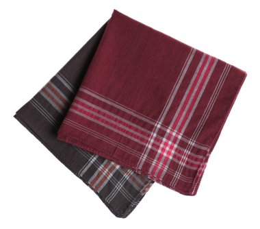 Beyaz, üst görünümde izole edilmiş farklı stil mendiller.