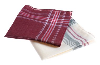 Beyaza izole edilmiş farklı mendiller. Şık aksesuar