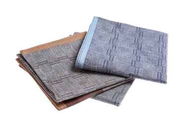 Beyaza izole edilmiş farklı mendiller. Şık aksesuar