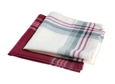 Beyaza izole edilmiş farklı mendiller. Şık aksesuar