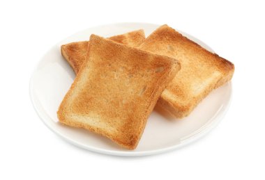 Dilim kızarmış ekmek üzerinde beyaz izole