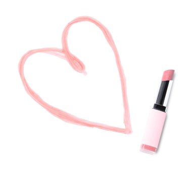 Ruj ve kalp şeklinde örnekler beyaz, üst görünümde izole edilmiş.