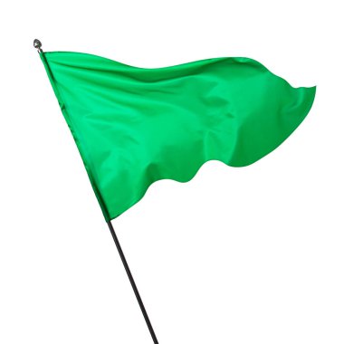 Beyaz arkaplanda dalgalanan üçgen yeşil bayrak