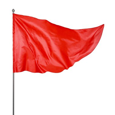 Beyaz arkaplanda dalgalanan üçgen kırmızı bayrak