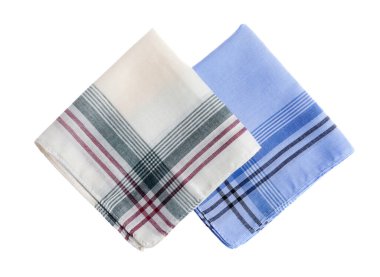 Beyaz, üst görünümde izole edilmiş farklı stil mendiller.