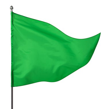 Beyaz arkaplanda dalgalanan üçgen yeşil bayrak