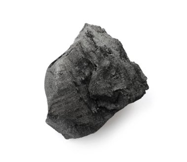 Siyah kömür parçası beyaza izole edilmiş, üst manzara
